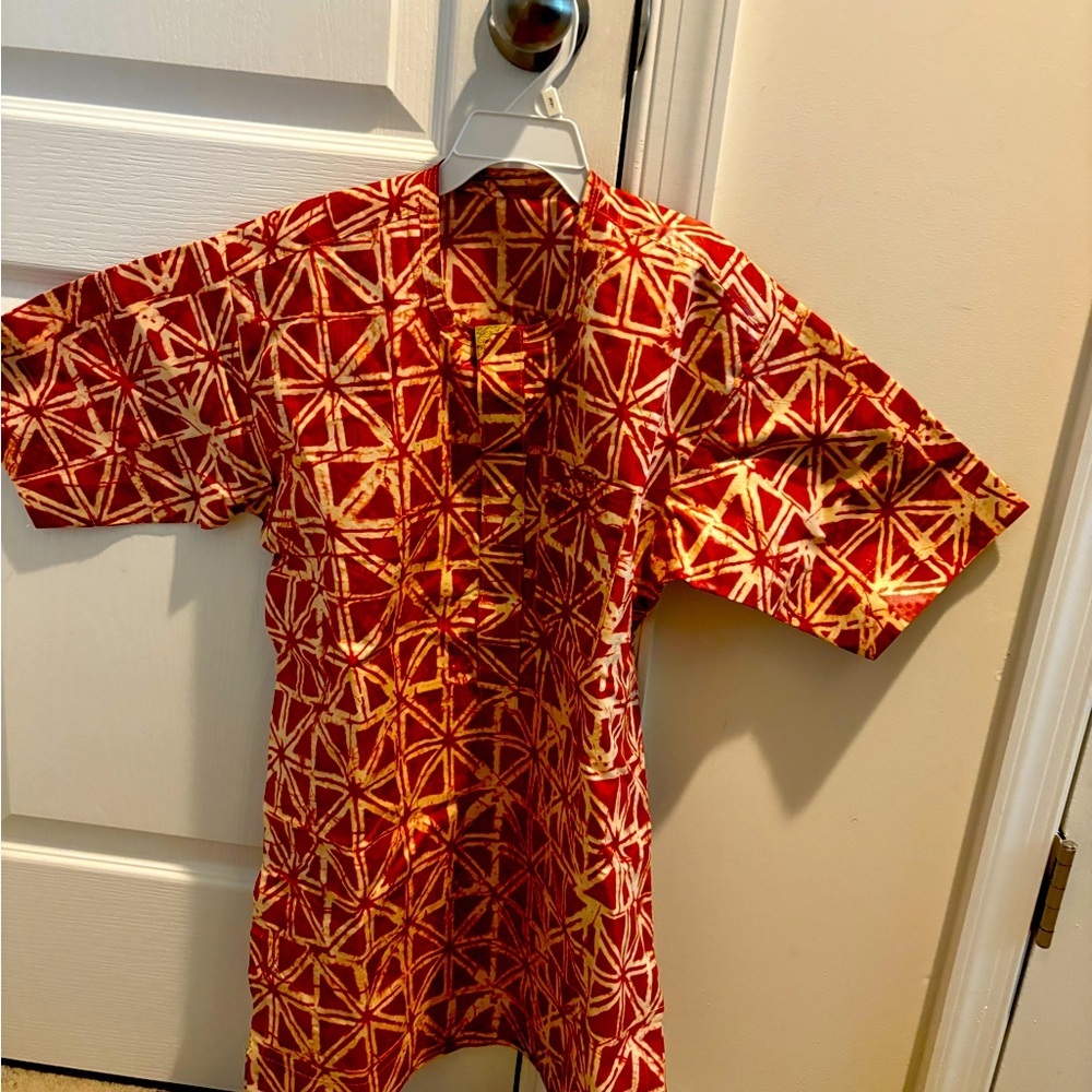 Tie & Dye Boys African Cloth Embroidery Shirt & Pant Set Multicolor Size Medium